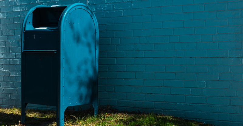 Blue Public Mailbox