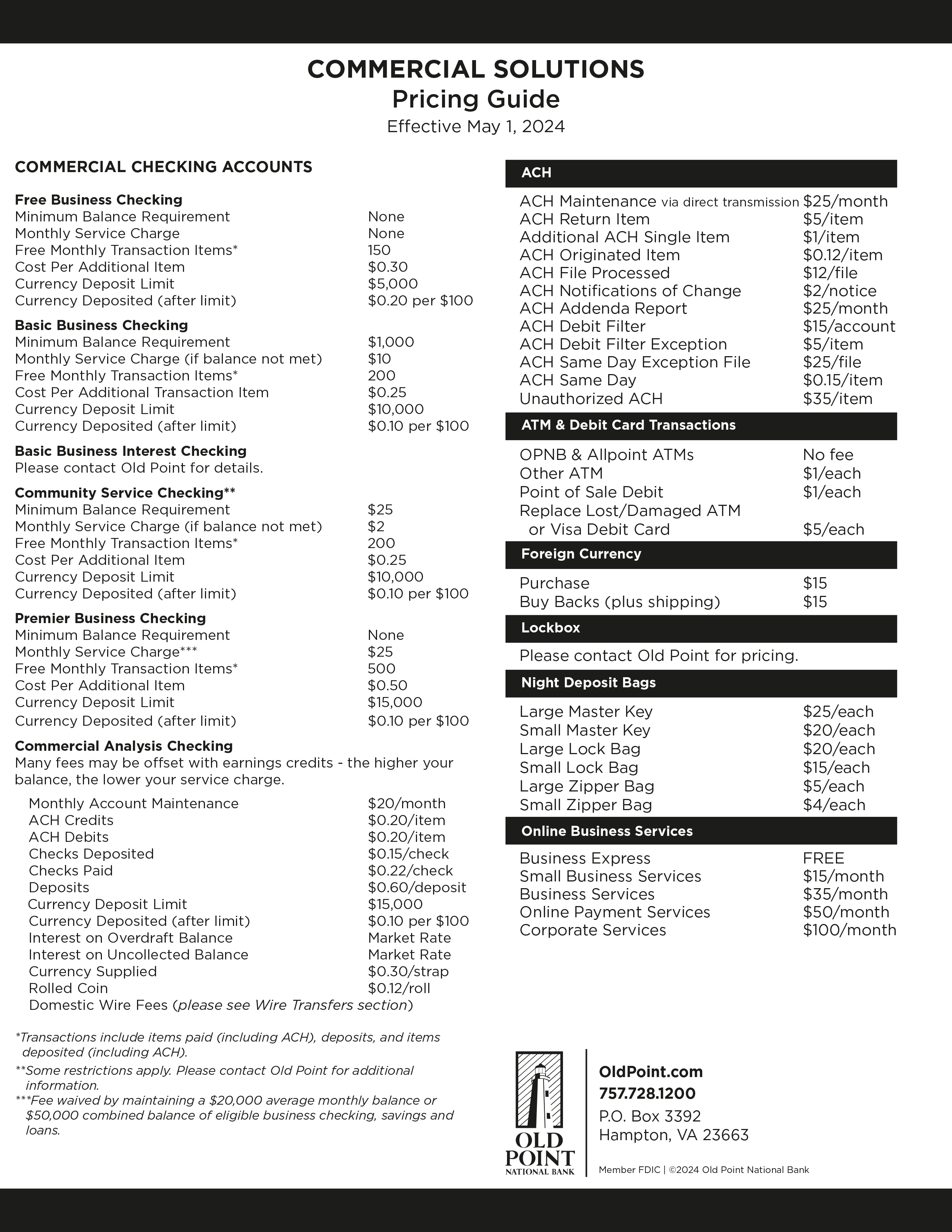 Commercial Solutions Pricing Guide